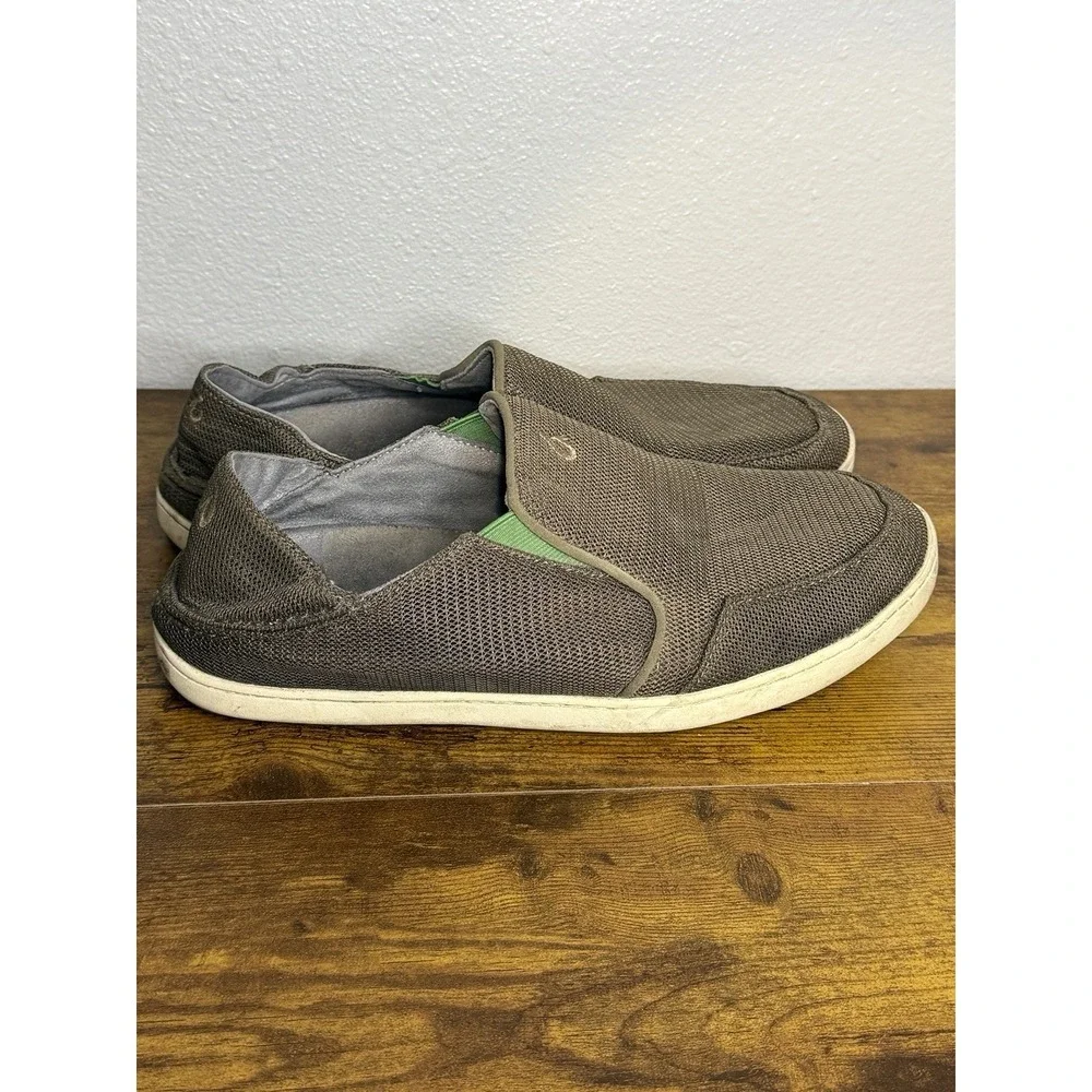 Olukai Nohea Mesh Loafers Men's 10‎ Mustang/Lime Peel Casual Slip On Shoes